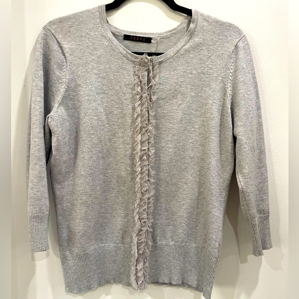 Cyrus Size S Light Gray Ruffled Cardigan